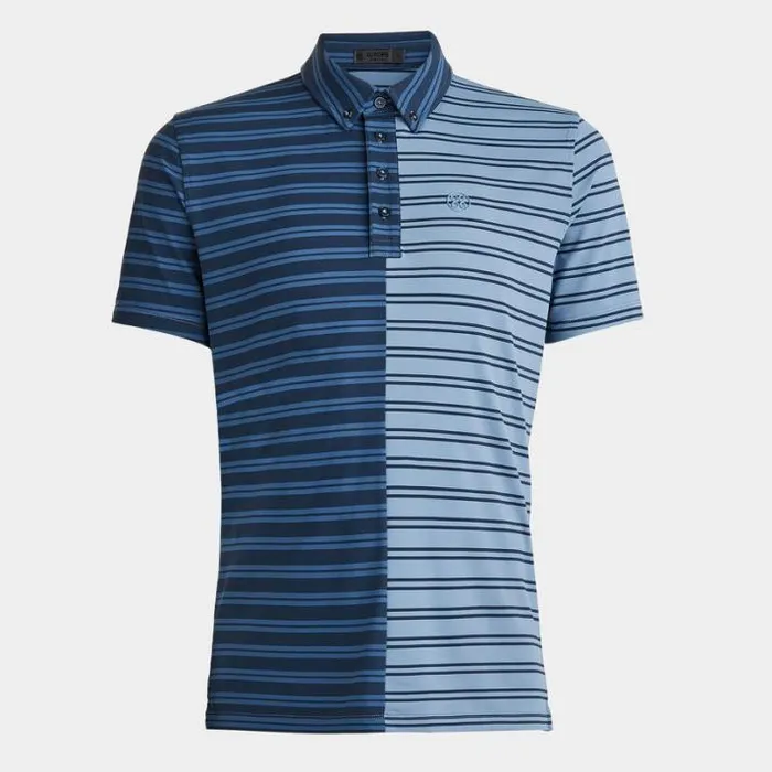 Polos and Shirts Men GFORE SPLIT STRIPE CONTRAST TECH JERSEY POLO Fjord