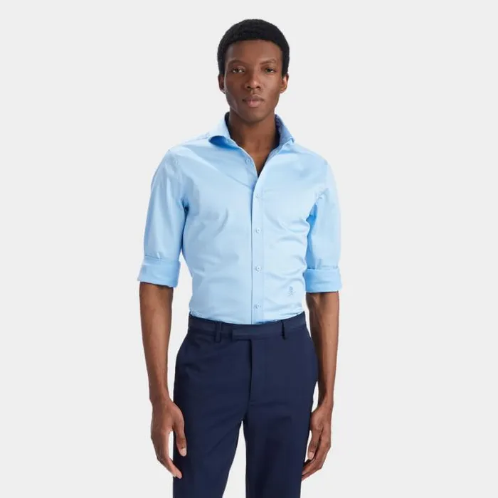 Polos and Shirts Men GFORE STRETCH ICE WOVEN MODERN SPREAD COLLAR SHIRT Baja