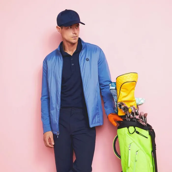 Polos and Shirts Men GFORE TECHNICAL PERFORMANCE FINE WOOL MODERN SPREAD COLLAR LONG SLEEVE POLO Twilight