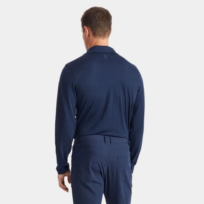 Polos and Shirts Men GFORE TECHNICAL PERFORMANCE FINE WOOL MODERN SPREAD COLLAR LONG SLEEVE POLO Twilight