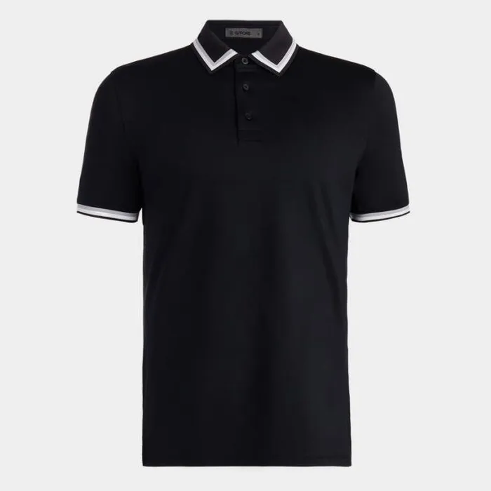 Polos and Shirts Men GFORE TUX TECH JERSEY BANDED SLEEVE POLO Onyx