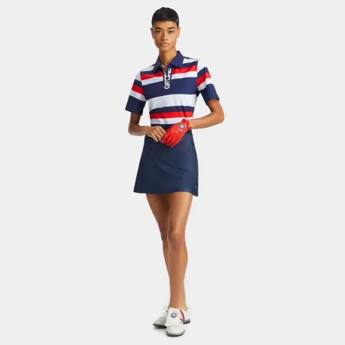 Polos Women GFORE 4WAY STRETCH CROPPED QUARTER ZIP OPS POLO Patriot Navy