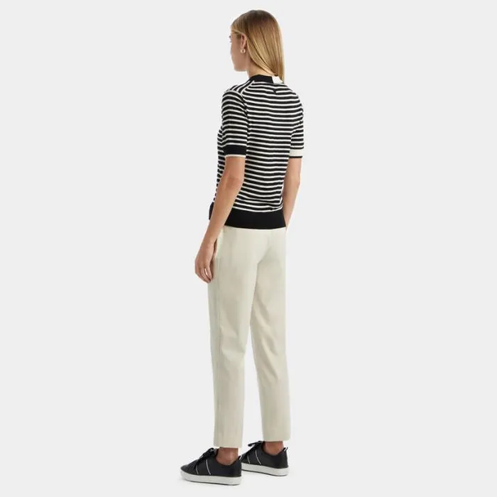 Polos Women GFORE CONTRAST STRIPE MERINO WOOL SHORT SLEEVE SWEATER POLO Onyx