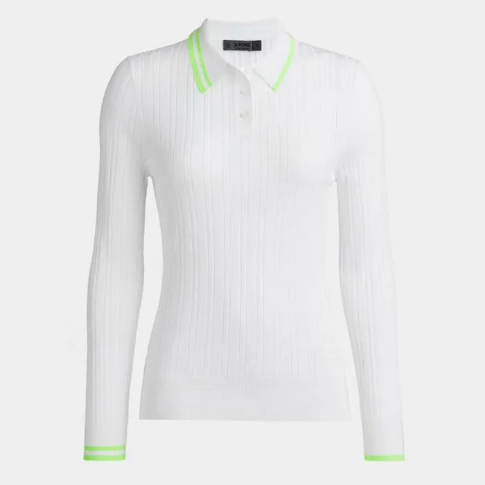 Polos Women GFORE COTTON BLEND RIBBED SWEATER POLO Snow