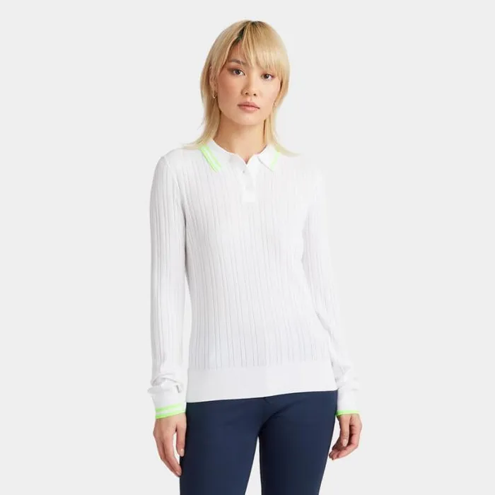 Polos Women GFORE COTTON BLEND RIBBED SWEATER POLO Snow
