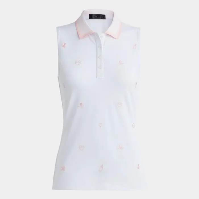Polos Women GFORE EMBROIDERED TECH PIQU SLEEVELESS POLO Snow