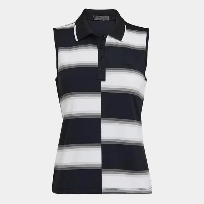 Polos Women GFORE OFFSET GRADIENT STRIPE NYLON SLEEVELESS POLO Onyx