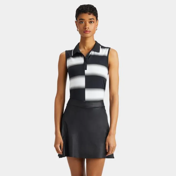 Polos Women GFORE OFFSET GRADIENT STRIPE NYLON SLEEVELESS POLO Onyx