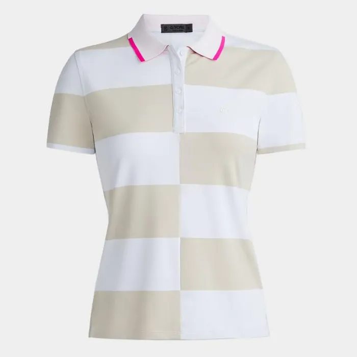 Polos Women GFORE OFFSET RUGBY STRIPE TECH PIQU POLO Stone