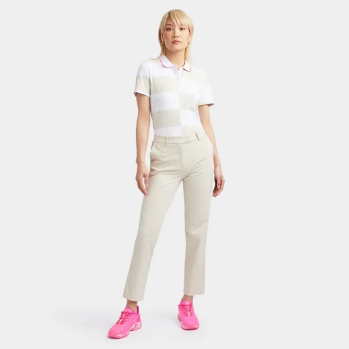 Polos Women GFORE OFFSET RUGBY STRIPE TECH PIQU POLO Stone