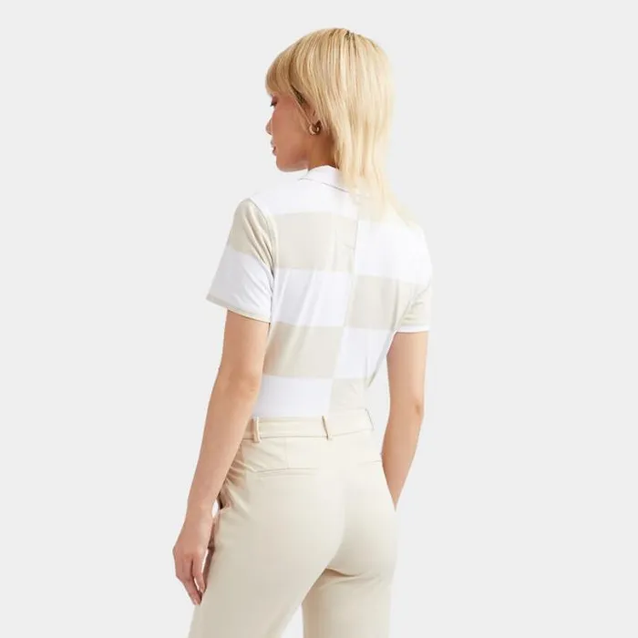 Polos Women GFORE OFFSET RUGBY STRIPE TECH PIQU POLO Stone