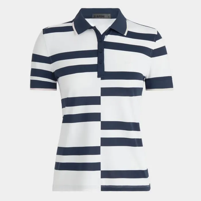 Polos Women GFORE OFFSET STRIPE TECH PIQU POLO Snow