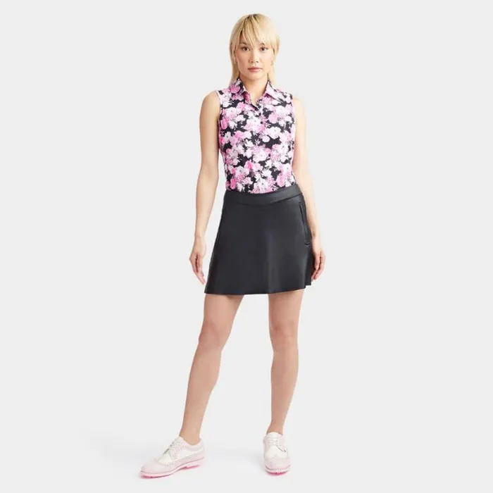 Polos Women GFORE PHOTO FLORAL SILKY TECH NYLON SLEEVELESS POLO Onyx