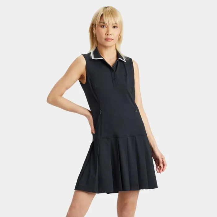 Polos Women GFORE PIQU SLEEVELESS PLEATED POLO DRESS Onyx