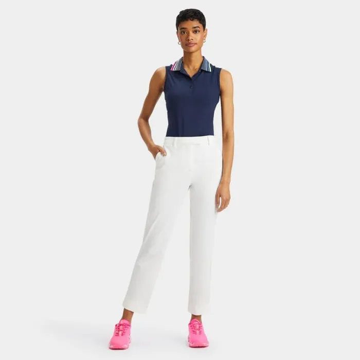 Polos Women GFORE PLEATED CONTRAST COLLAR SILKY TECH NYLON SLEEVELESS POLO Twilight