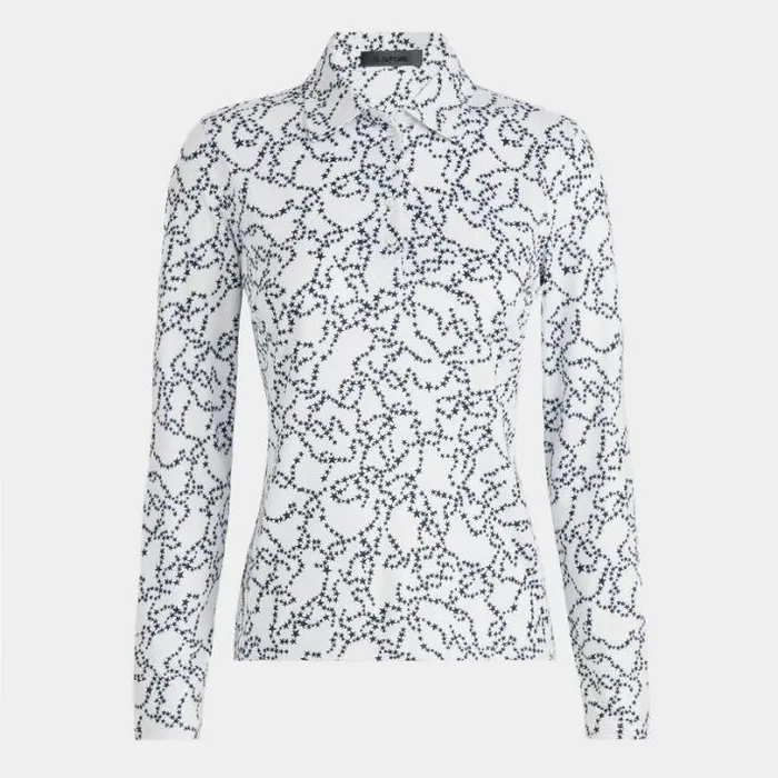 Polos Women GFORE STAR DUST TECH JERSEY LONG SLEEVE POLO Snow