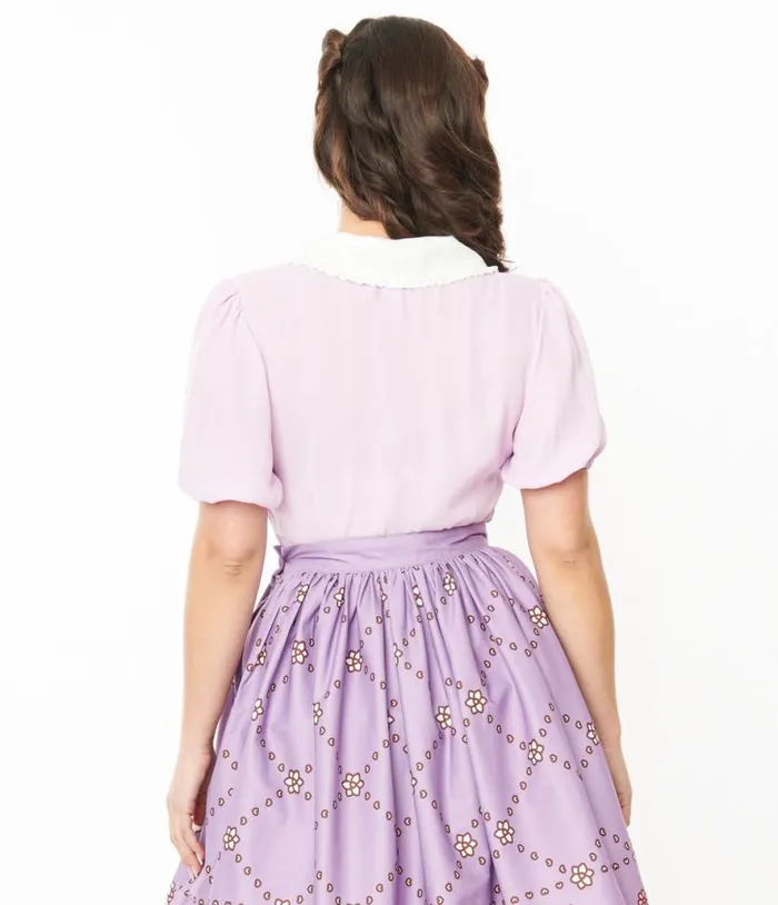 Pusheen X Lavender Pusheen Springtime Embroidered Oversized Collar Blouse Clothing Unique Vintage Blouses