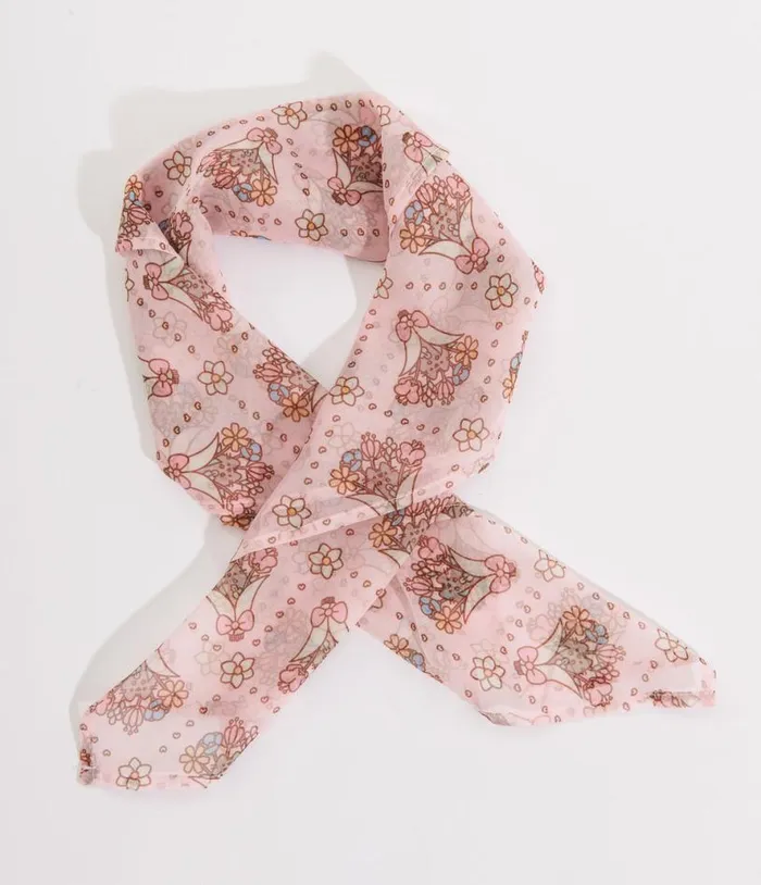 Pusheen X Pink Floral Bouquet Print Hair Scarf Accessories Unique Vintage Hair Scarves Pusheen X Pink Floral Bouquet Print Hair Scarf Accessories Unique Vintage Hair Scarves