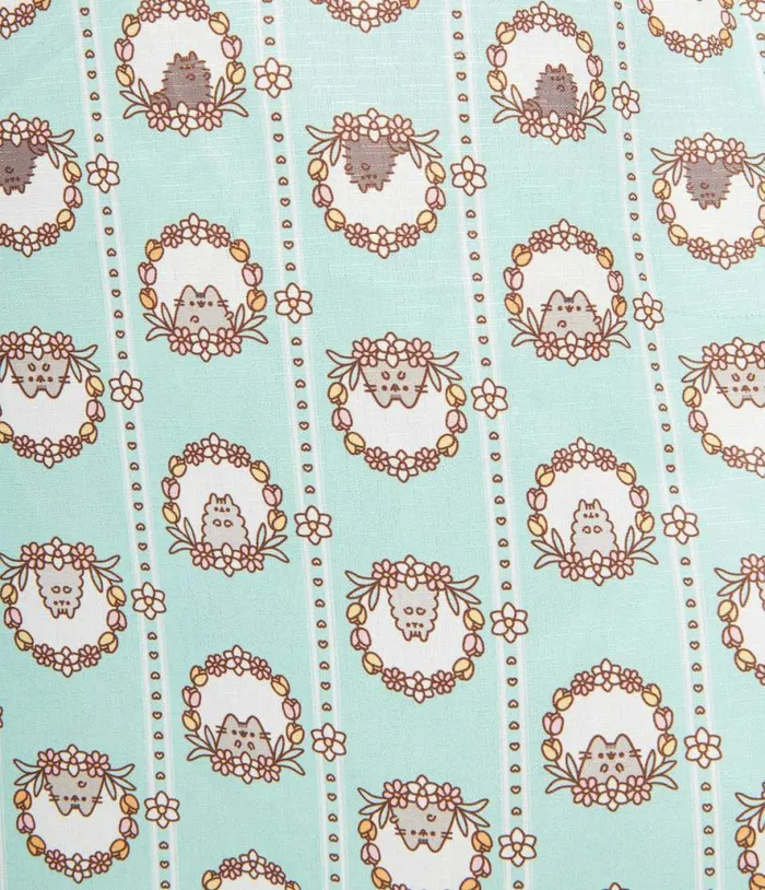 Pusheen X Plus Size Teal Pusheen Floral Frame Print Halter Swing Dress Dresses Unique Vintage Pocket Dresses