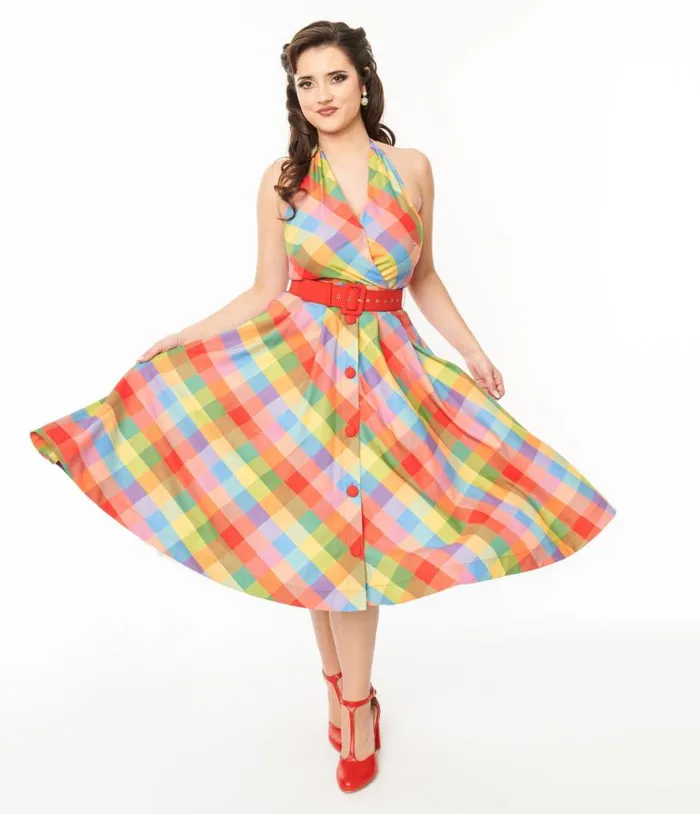 Rainbow Madras Plaid Tarrytown Hostess Dress Dresses Unique Vintage Pocket Dresses Rainbow Madras Plaid Tarrytown Hostess Dress Dresses Unique Vintage Pocket Dresses