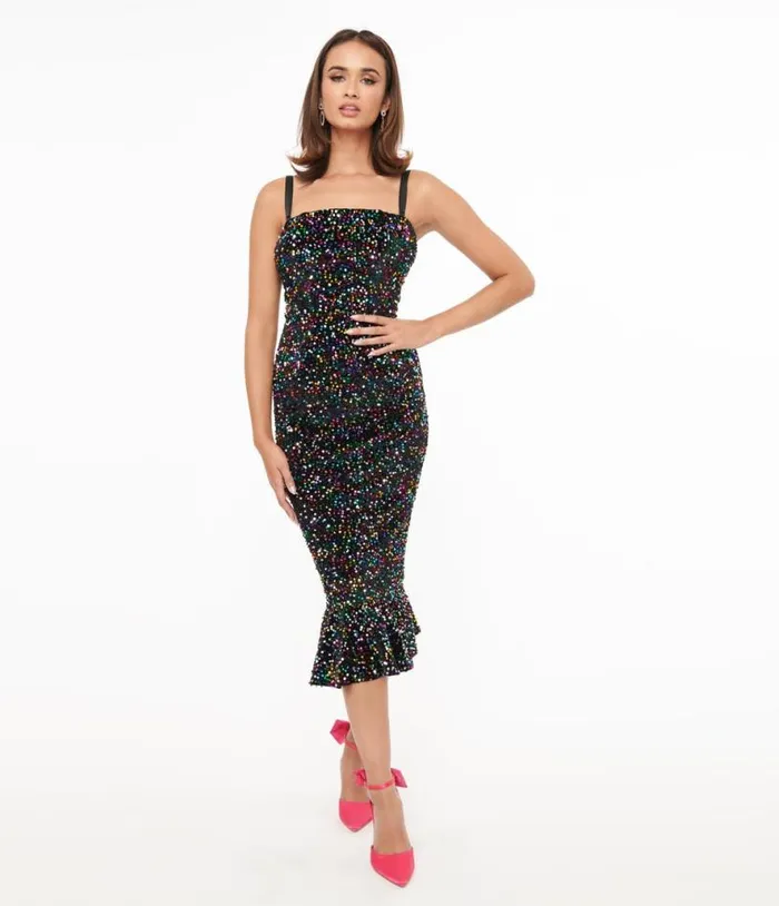 Rainbow Sequin Strapless Spotlight Wiggle Dress Dresses Unique Vintage Pencil Rainbow Sequin Strapless Spotlight Wiggle Dress Dresses Unique Vintage Pencil