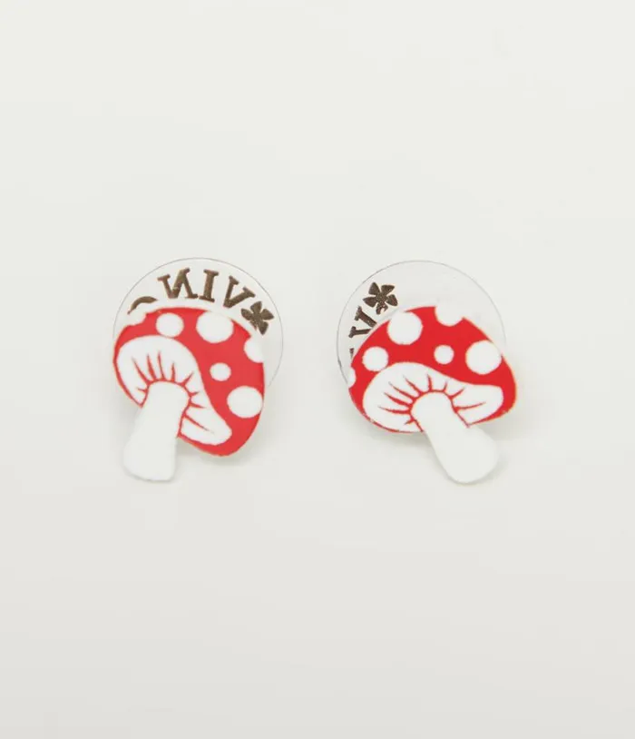 Red and White Mushroom Earrings Accessories Unique Vintage Earrings