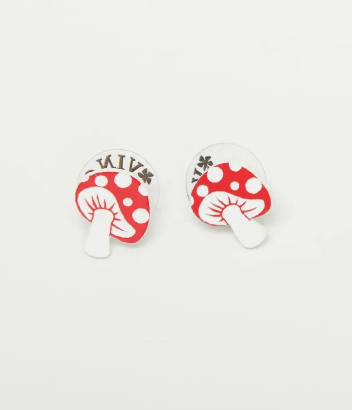 Red and White Mushroom Earrings Accessories Unique Vintage Earrings