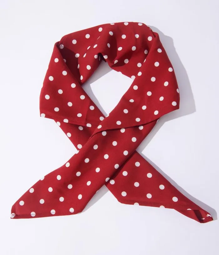Red and White Polka Dot Hair Scarf Accessories Unique Vintage Gloves and Scarves Red and White Polka Dot Hair Scarf Accessories Unique Vintage Gloves and Scarves