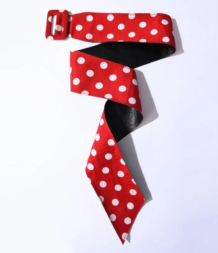 Red and White Polka Dot Wide Belt Accessories Unique Vintage Belts
