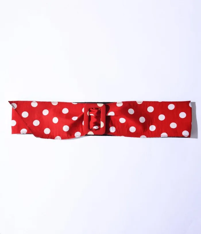 Red and White Polka Dot Wide Belt Accessories Unique Vintage Belts