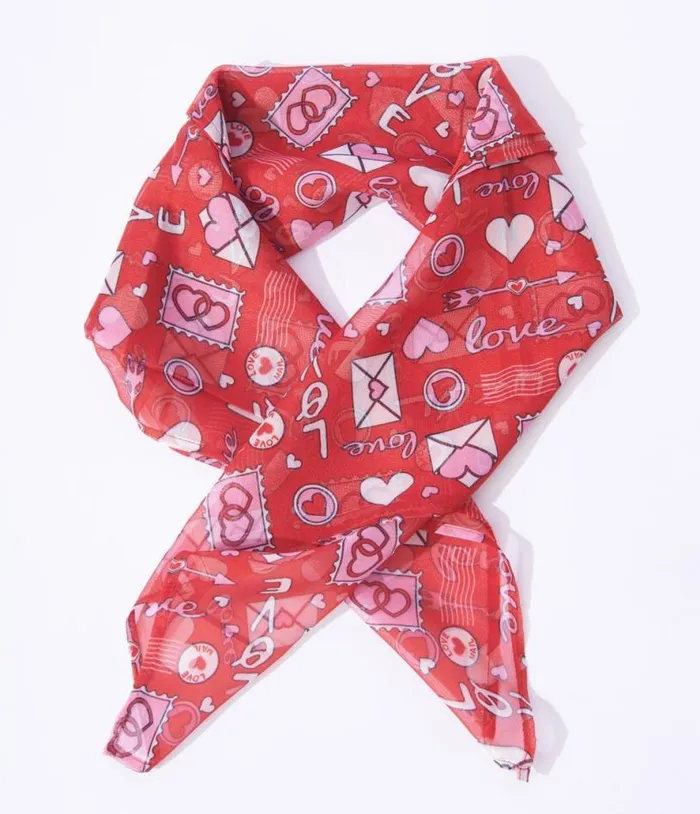Red Love Letter Print Hair Scarf Accessories Unique Vintage Gloves and Scarves Red Love Letter Print Hair Scarf Accessories Unique Vintage Gloves and Scarves