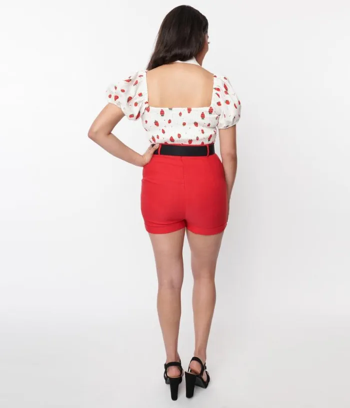 Red Love Your Curves Shorts Clothing Unique Vintage Shorts