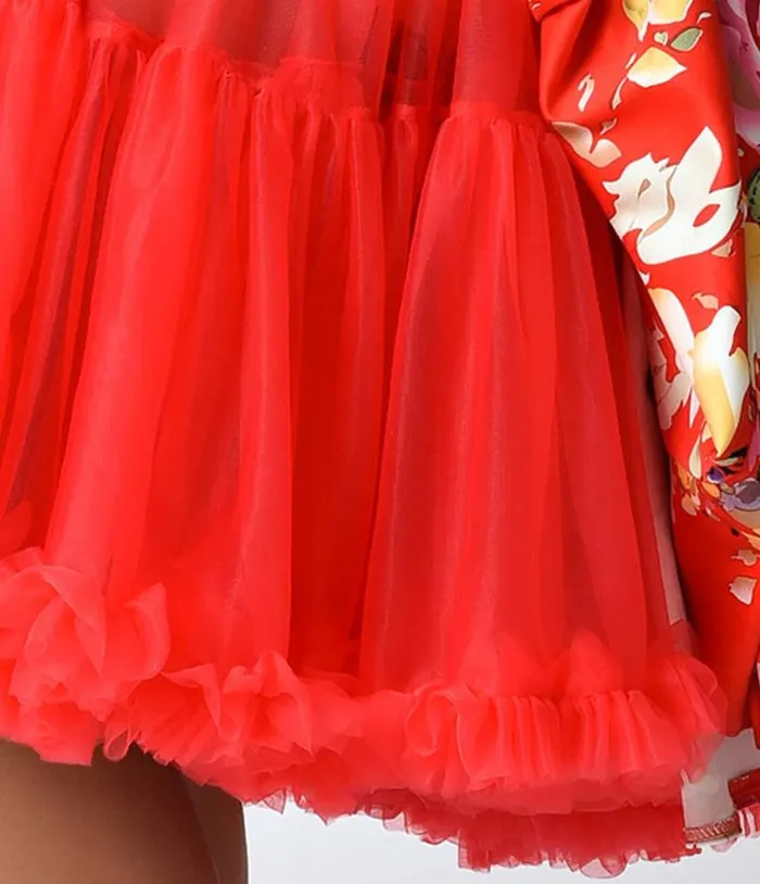 Red Retro Style Ruffled Petticoat Accessories Unique Vintage Petticoats
