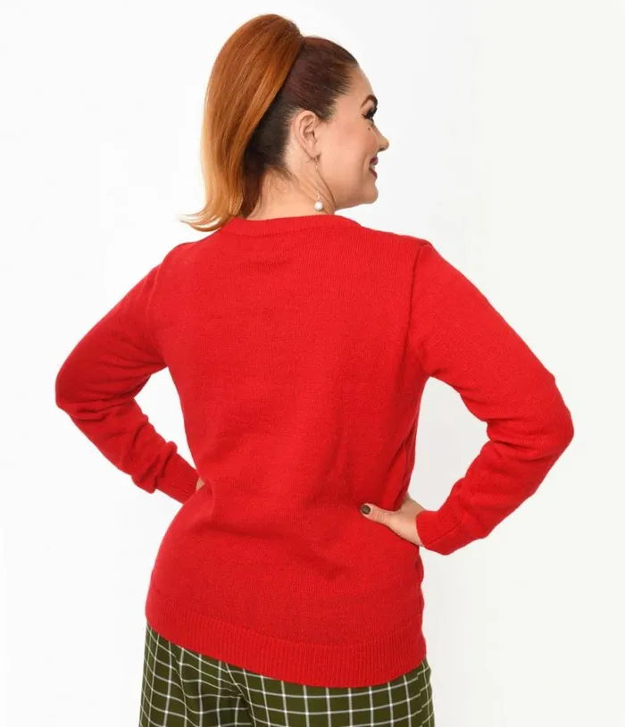Red Rudolph Holiday Sweater ClothingPlus Unique Vintage Sweaters and Cardigans