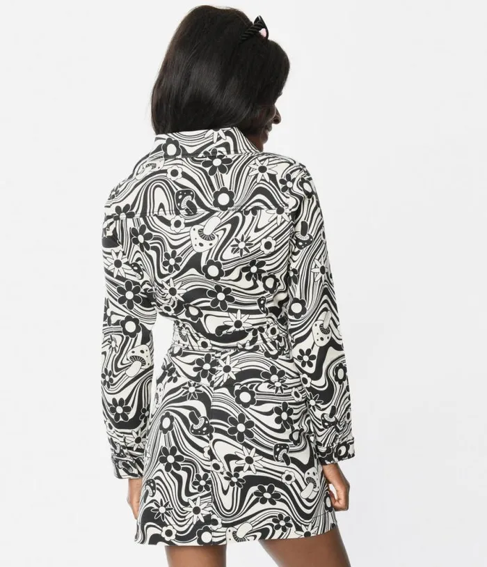 Retrolicious Black and White Groovy Penny Jacket ClothingPlus Unique Vintage Jackets