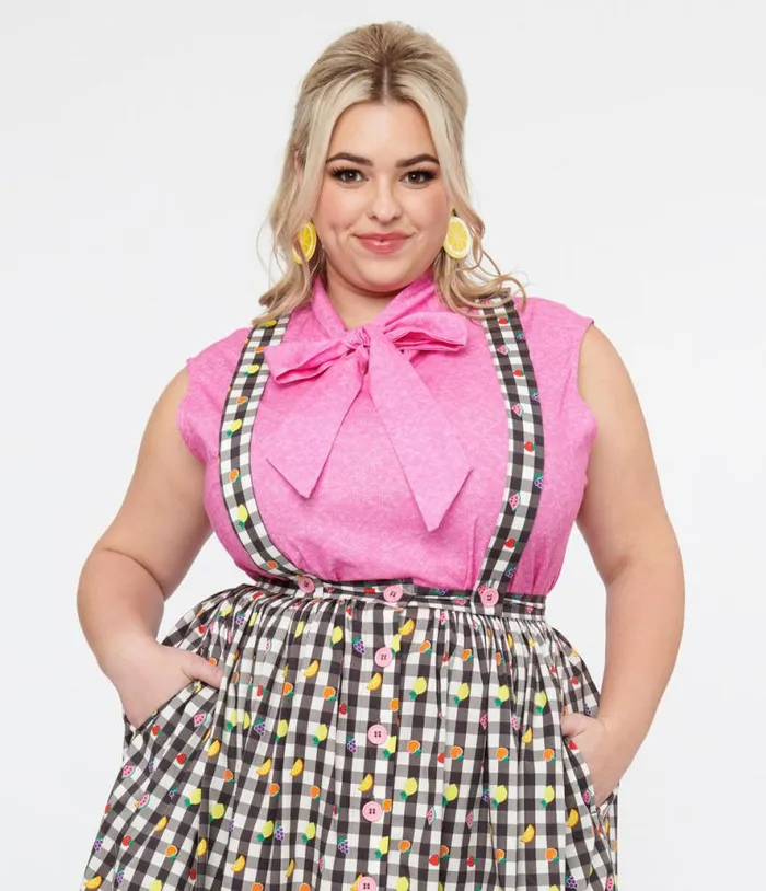 Retrolicious Plus Size 1950s Hot Pink Cotton Bow Top ClothingPlus Unique Vintage Blouses Retrolicious Plus Size 1950s Hot Pink Cotton Bow Top ClothingPlus Unique Vintage Blouses