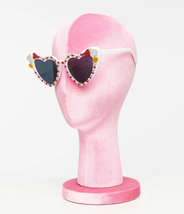 Rhinestone Crawfish White Heart Cat Eye Sunglasses Accessories Unique Vintage Sunglasses Rhinestone Crawfish White Heart Cat Eye Sunglasses Accessories Unique Vintage Sunglasses