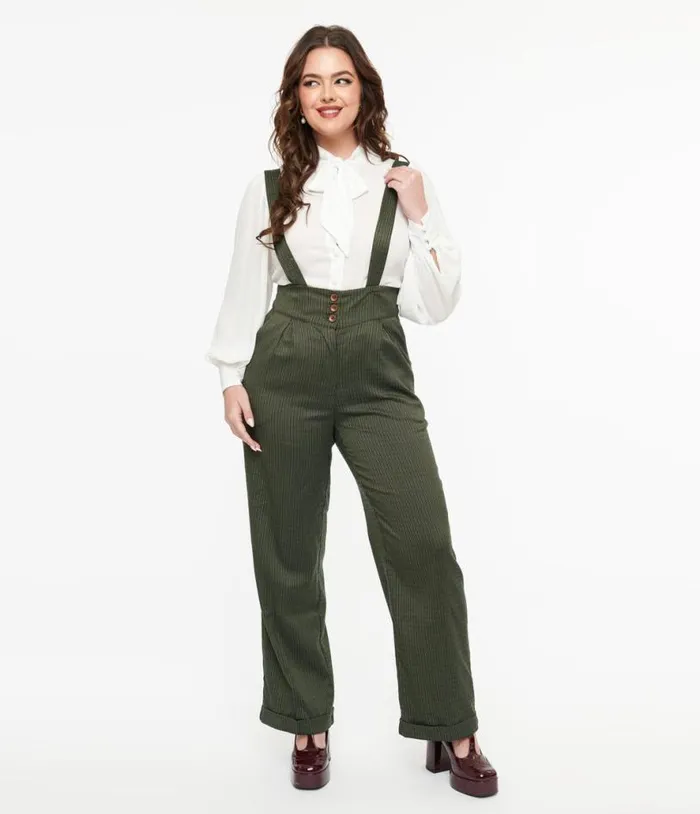 Royal Monk 1940s Green Check Jenny Trousers Clothing Unique Vintage Pants