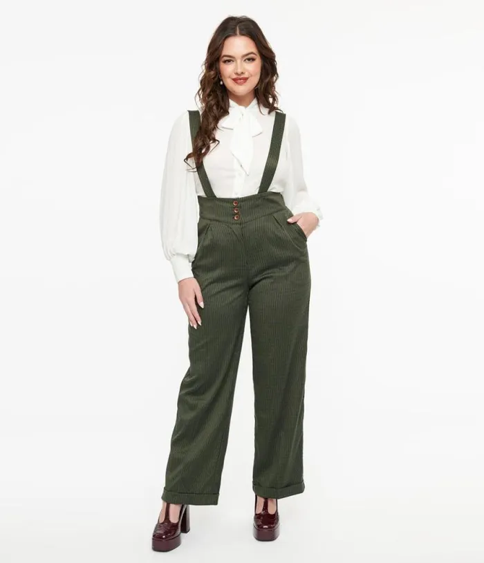 Royal Monk 1940s Green Check Jenny Trousers Clothing Unique Vintage Pants