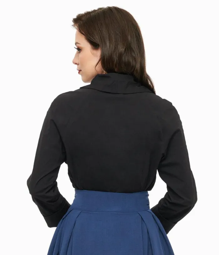 Royal Monk 1950s Black Button Up Celia Blouse Clothing Unique Vintage Blouses