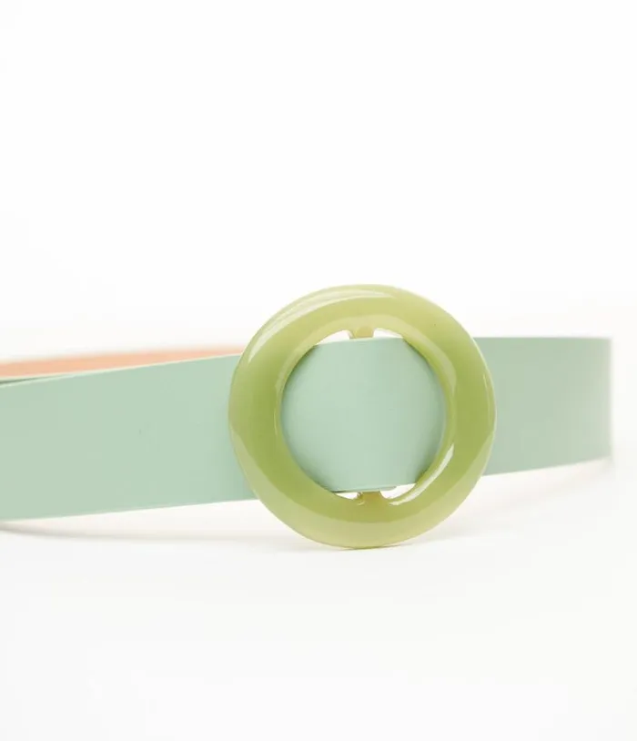 Sage Circle Buckle Belt Accessories Unique Vintage Belts