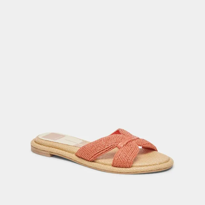 Sandals Shop Dolce Vita Atomic Wide Sandals Persimmon Raffia Persimmon Raffia