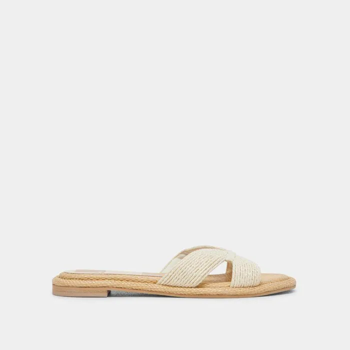 Sandals Shop Dolce Vita Atomic Wide Sandals White Raffia White Raffia