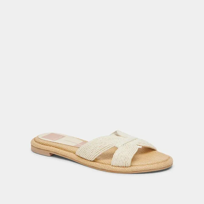 Sandals Shop Dolce Vita Atomic Wide Sandals White Raffia White Raffia