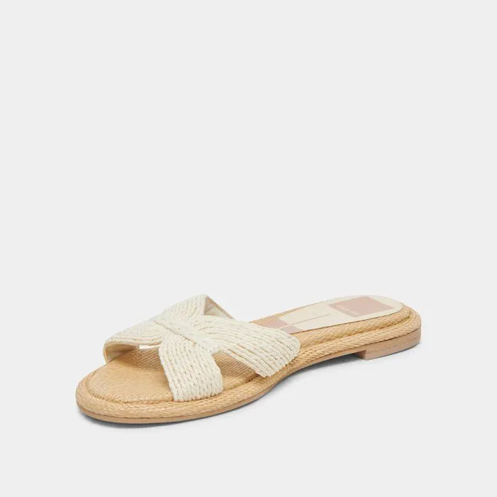 Sandals Shop Dolce Vita Atomic Wide Sandals White Raffia White Raffia