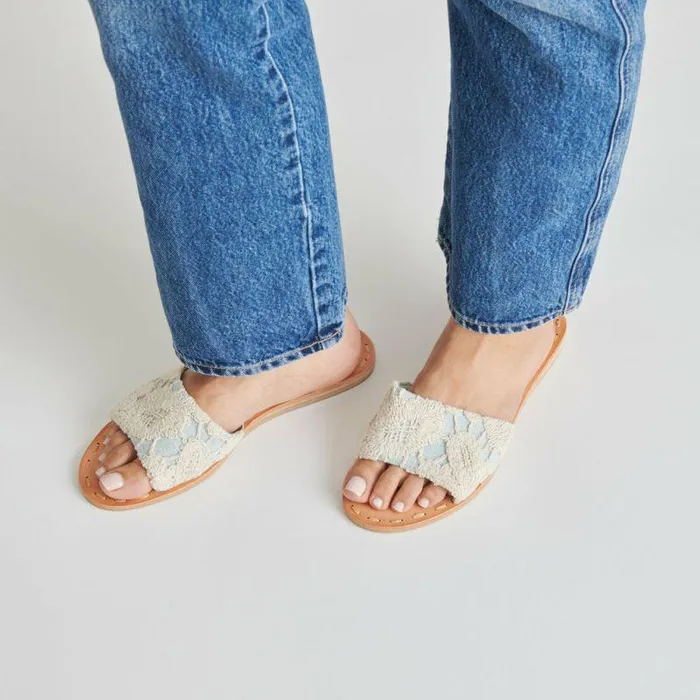 Sandals Shop Dolce Vita Dalon Sandals Cream Blue Lace Cream Blue Lace