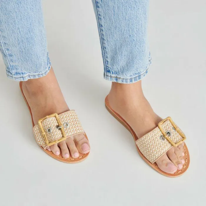 Sandals Shop Dolce Vita Dasa Sandals White Natural Raffia White Natural Raffia