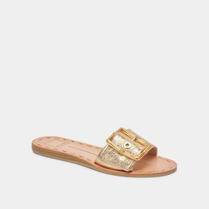 Sandals Shop Dolce Vita Dasa Wide Sandals Gold Crackled Leather Gold Crackled Leather