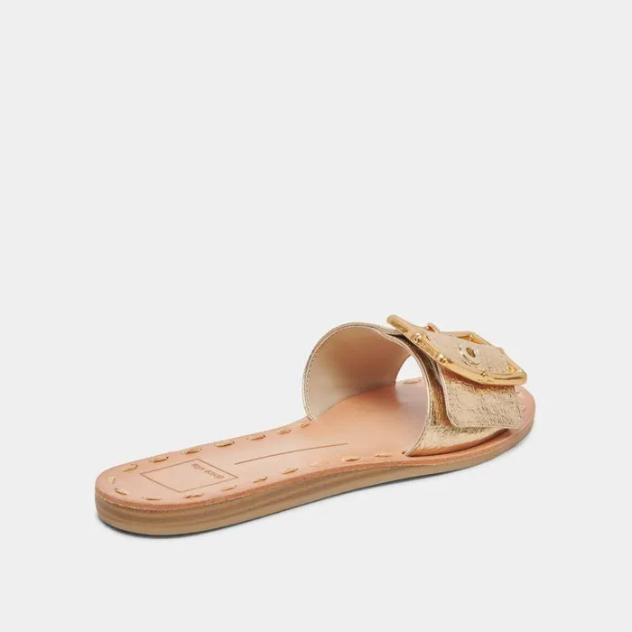 Sandals Shop Dolce Vita Dasa Wide Sandals Gold Crackled Leather Gold Crackled Leather