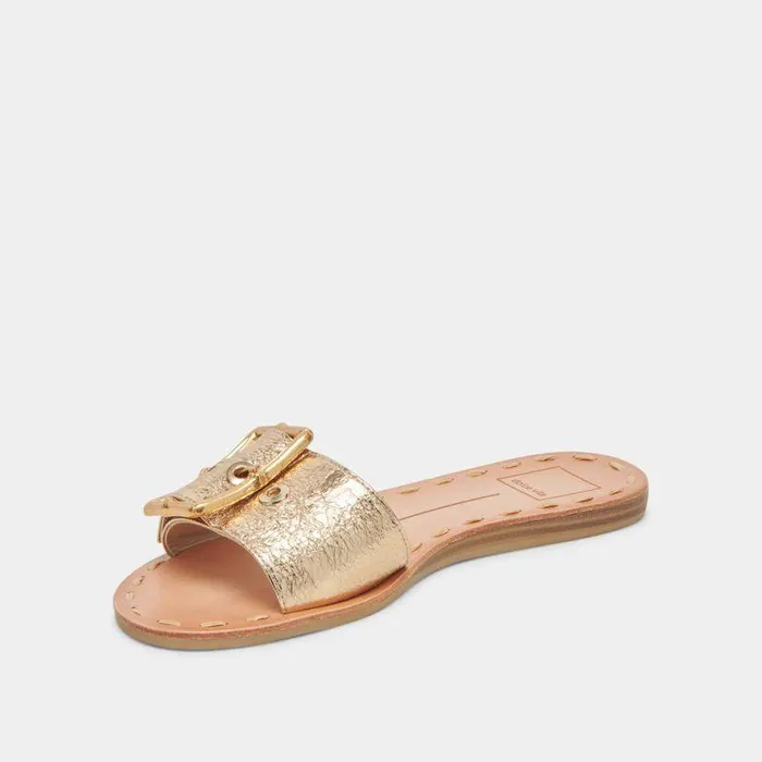 Sandals Shop Dolce Vita Dasa Wide Sandals Gold Crackled Leather Gold Crackled Leather